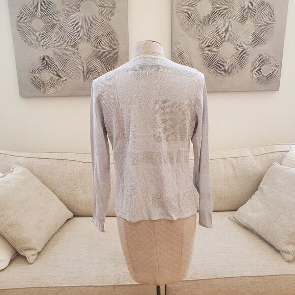 Alfani Metallic Thread Mixed-Stitch Open Cardigan in Gray/Silver- NEW - Picture 8 of 13